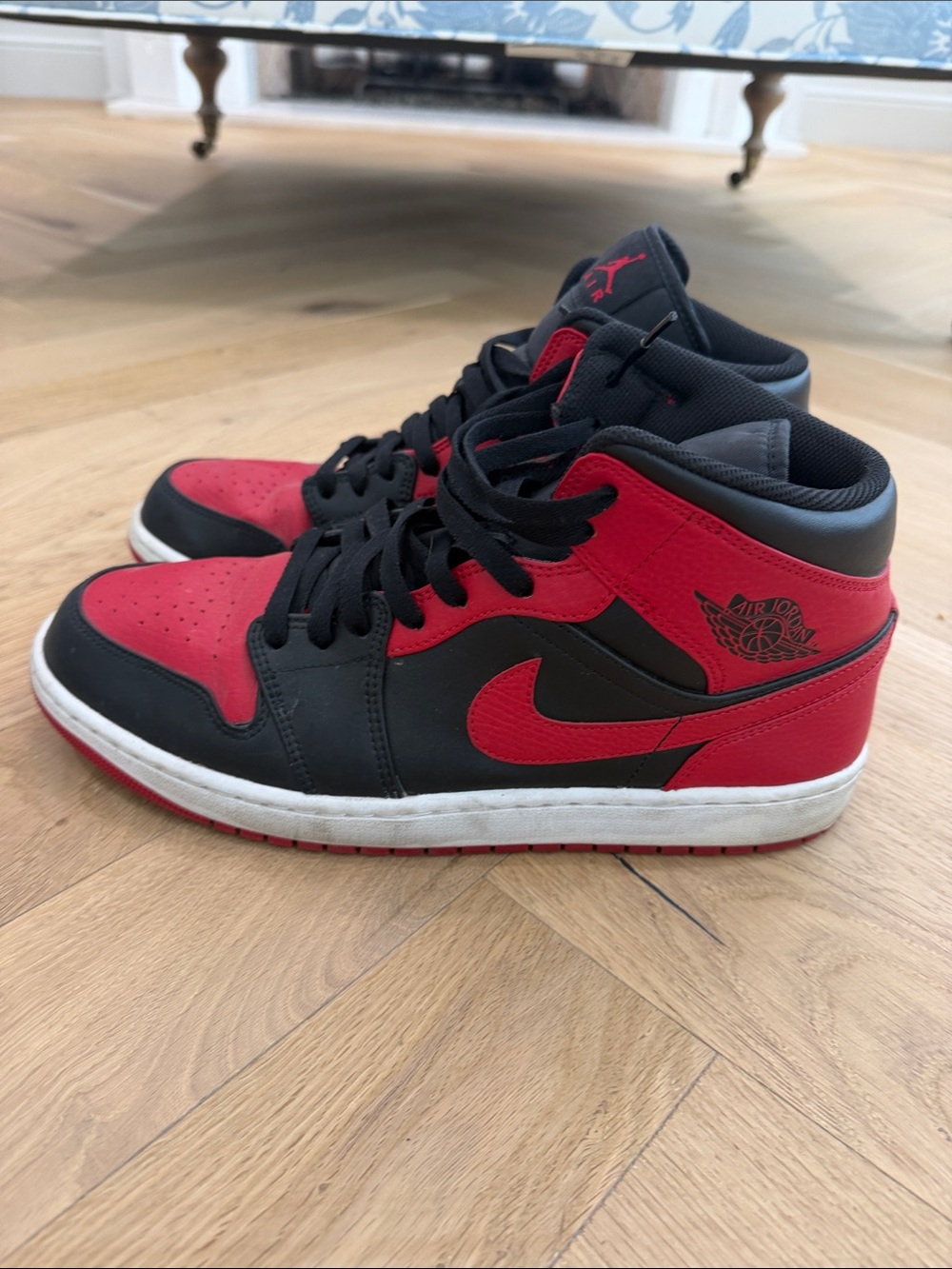 Jordan Black and Red Men's Athletic High-Top Sneakers